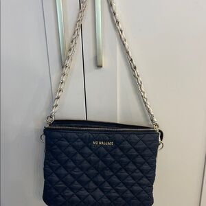 MZ Wallace Navy Quilted Crossbody Bag